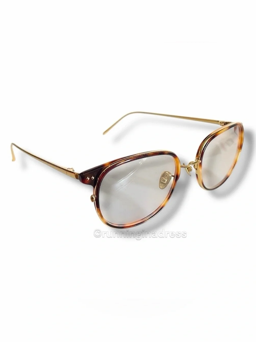 Linda Farrow LFL814 Yanis Tortoise Yellow Gold Optical Glasses Frames NWOT